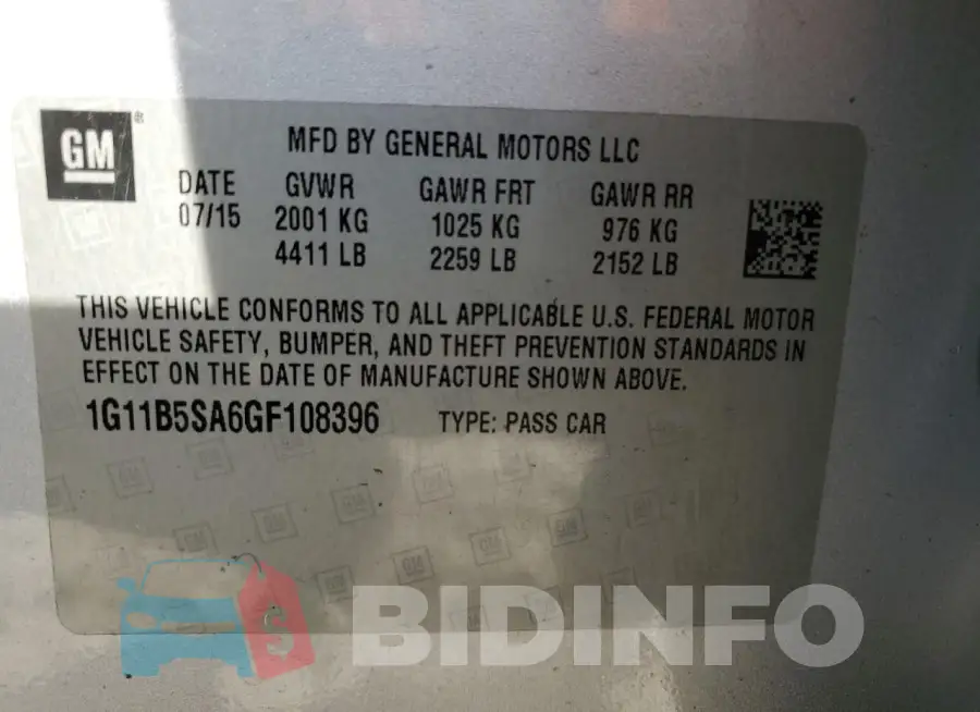1G11B5SA6GF108396 Photo# 12