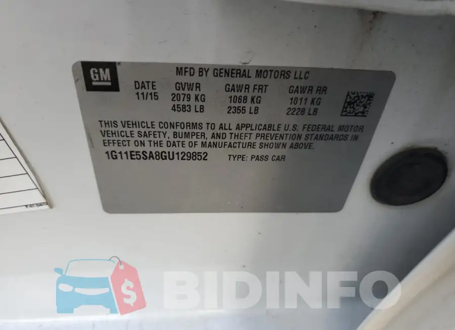 1G11E5SA8GU129852 Photo# 12