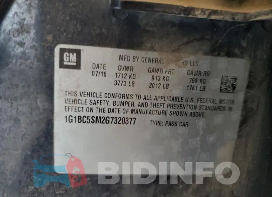 1G1BC5SM2G7320377 Photo# 12
