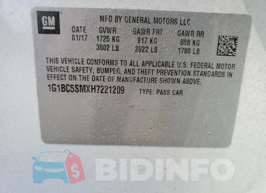 1G1BC5SMXH7221209 Photo# 12