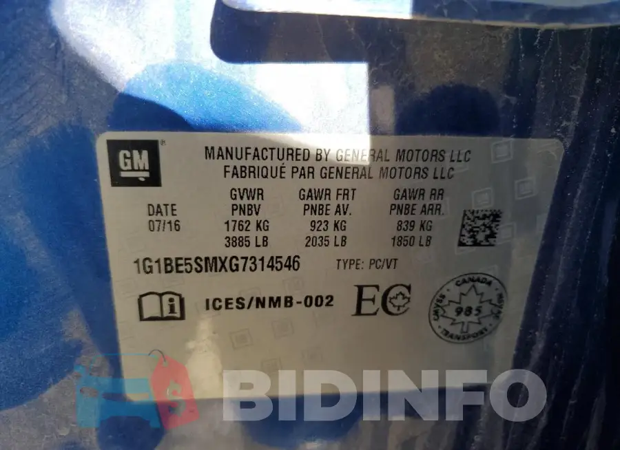 1G1BE5SMXG7314546 Photo# 13