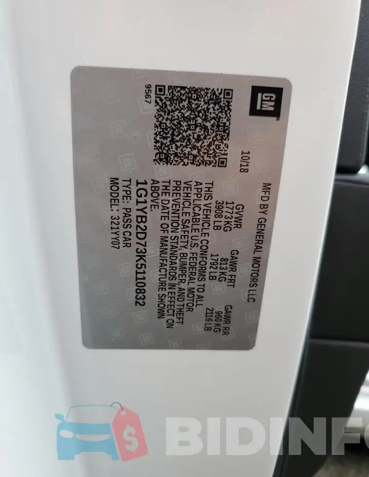 1G1YB2D73K5110832 Photo# 12