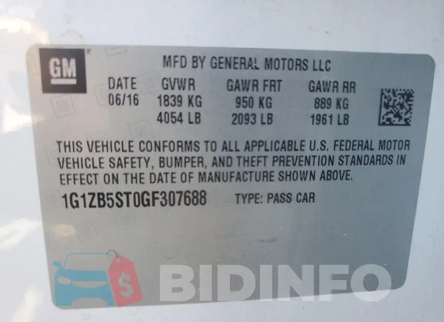 1G1ZB5ST0GF307688 Photo# 12