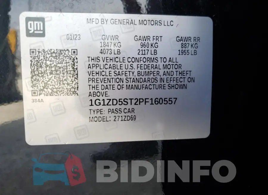 1G1ZD5ST2PF160557 Photo# 13