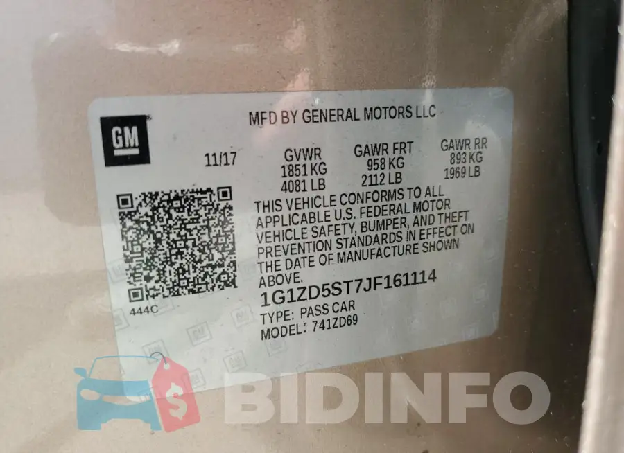 1G1ZD5ST7JF161114 Photo# 12