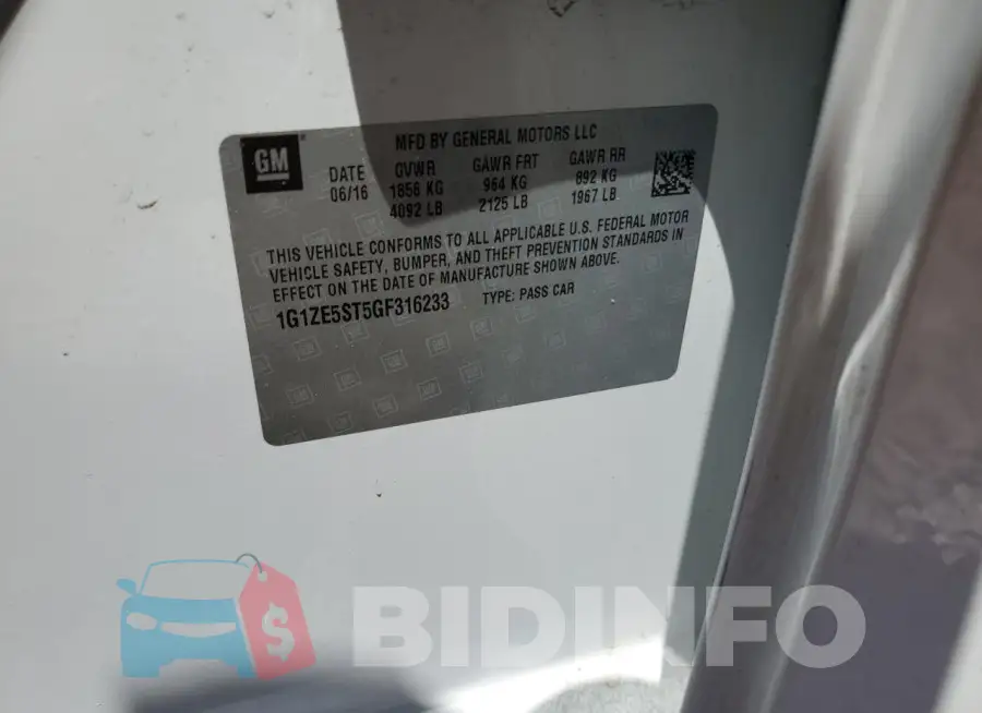 1G1ZE5ST5GF316233 Photo# 12