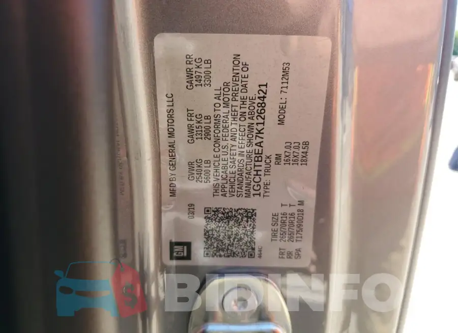1GCHTBEA7K1268421 Photo# 12