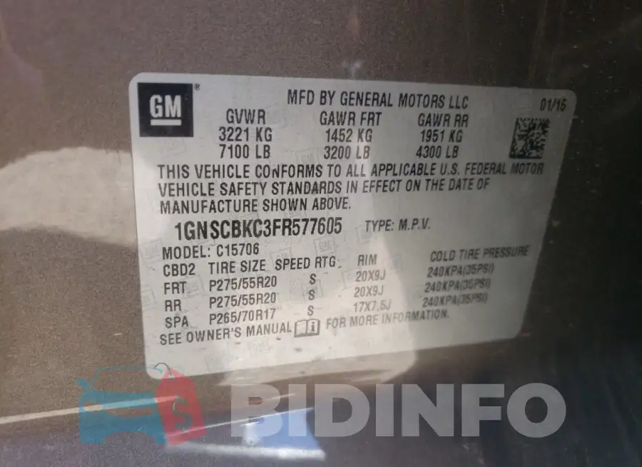 1GNSCBKC3FR577605 Photo# 12