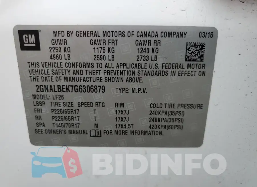 2GNALBEK7G6306879 Photo# 13