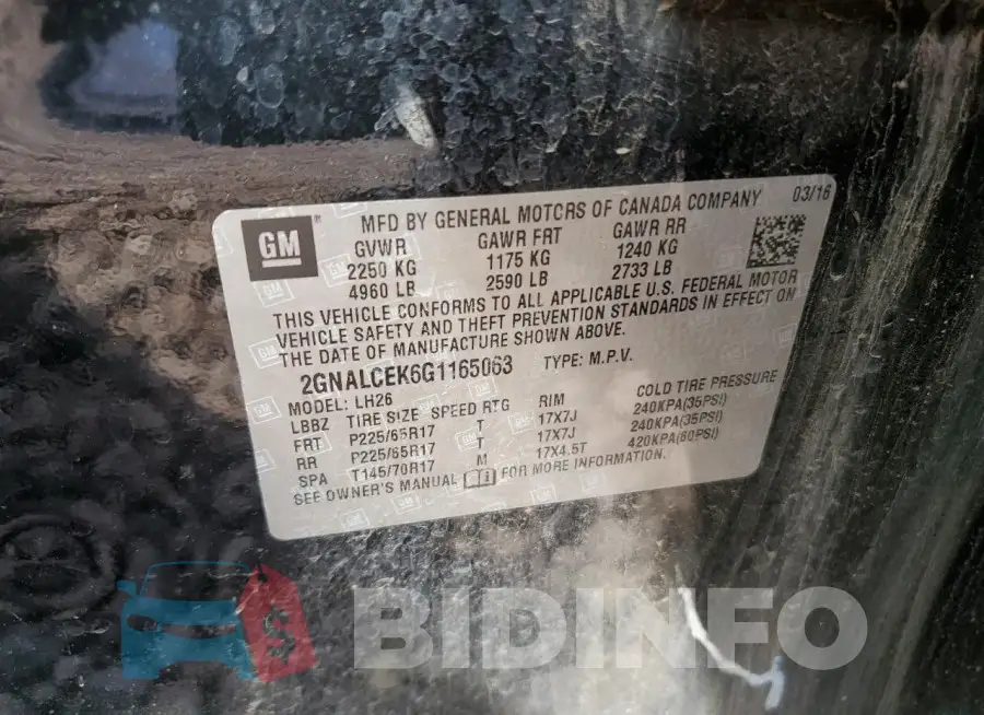 2GNALCEK6G1165063 Photo# 12