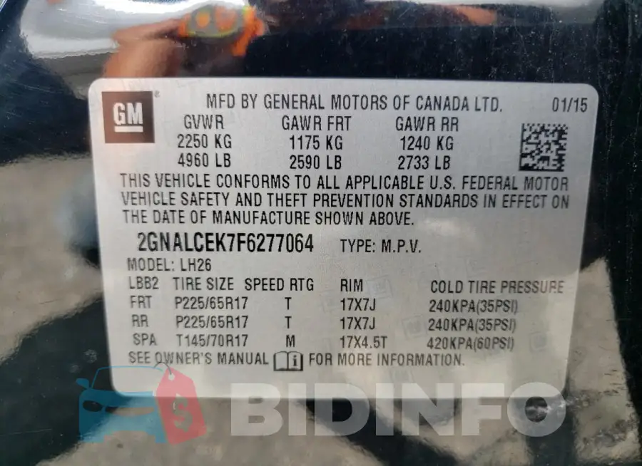 2GNALCEK7F6277064 Photo# 13