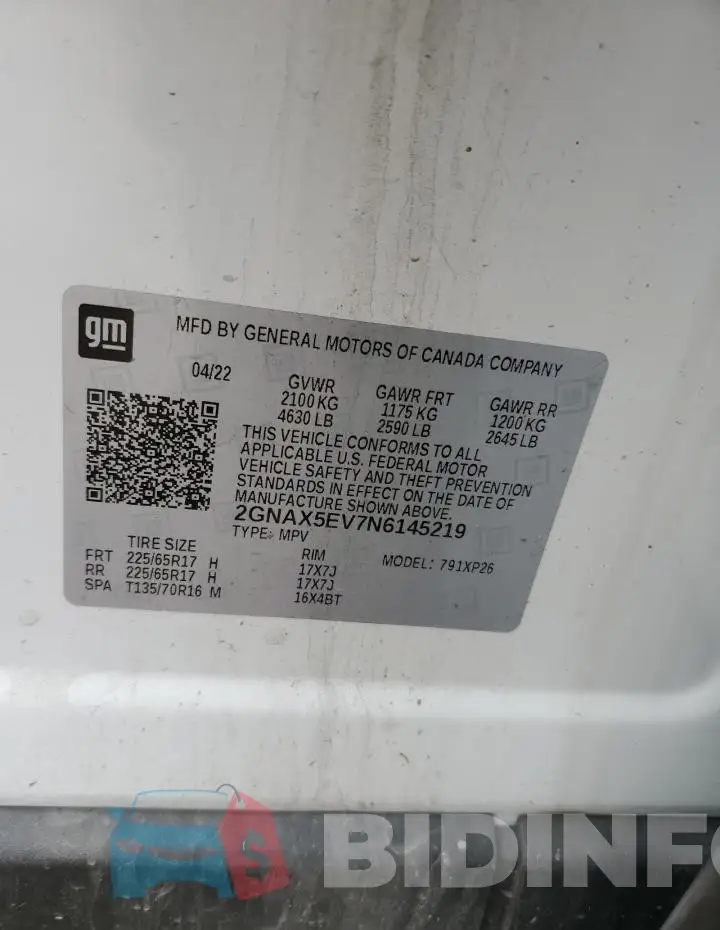 2GNAX5EV7N6145219 Photo# 13