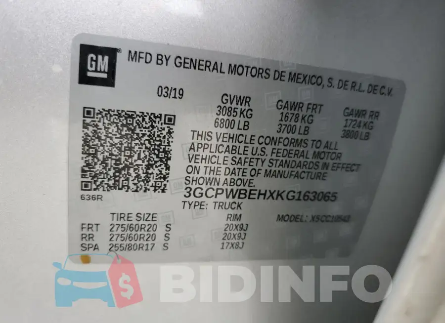 3GCPWBEHXKG163065 Photo# 12