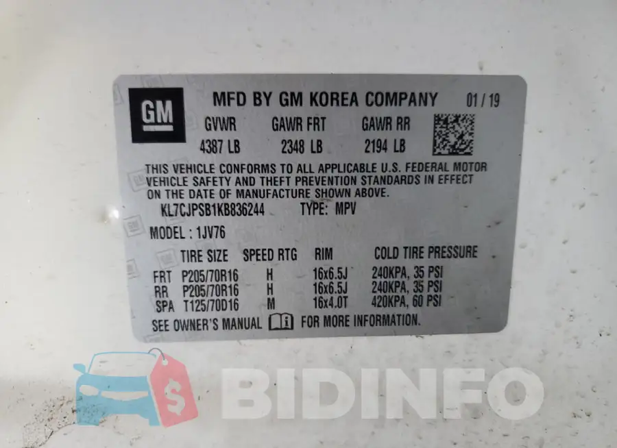 KL7CJPSB1KB836244 Photo# 13