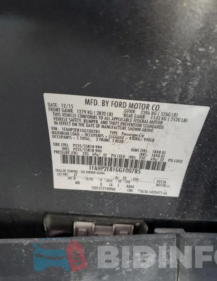 1FAHP2E81GG100785 Photo# 12