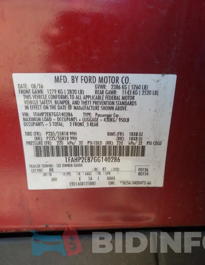 1FAHP2E87GG140286 Photo# 12