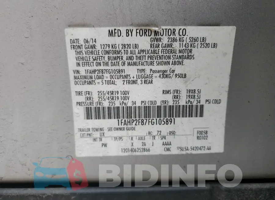 1FAHP2F87FG105891 Photo# 12