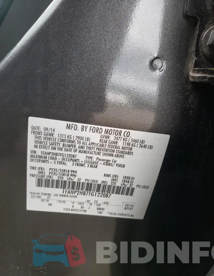 1FAHP2H87FG122087 Photo# 12