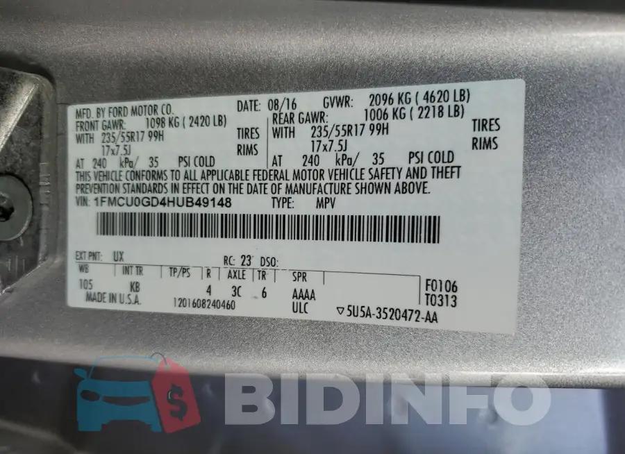 1FMCU0GD4HUB49148 Photo# 13