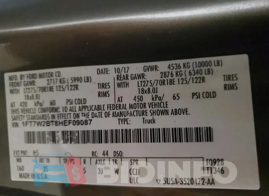 1FT7W2BT8HEF09087 Photo# 12