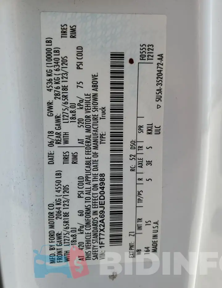 1FT7X2A69JED04988 Photo# 12