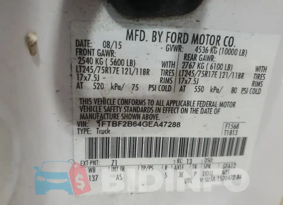 1FTBF2B64GEA47288 Photo# 12
