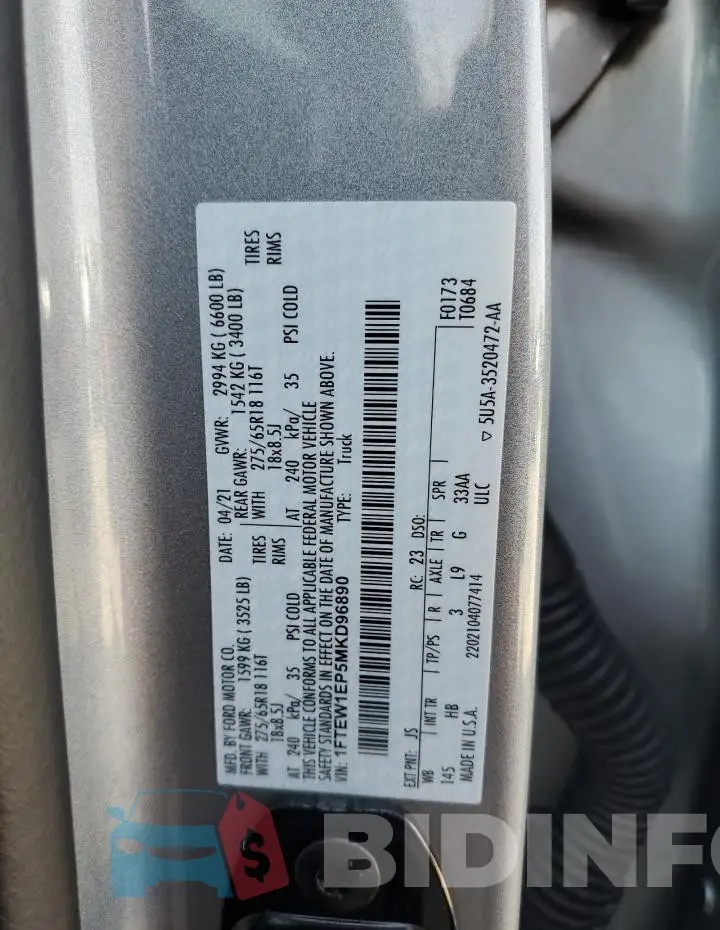 1FTEW1EP5MKD96890 Photo# 13