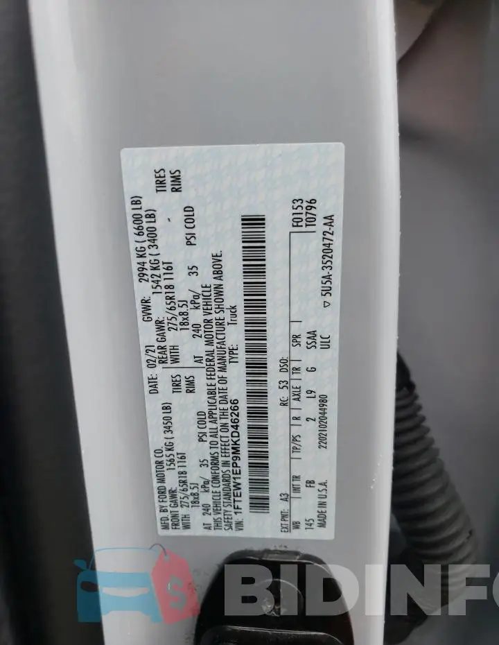 1FTEW1EP9MKD46266 Photo# 13