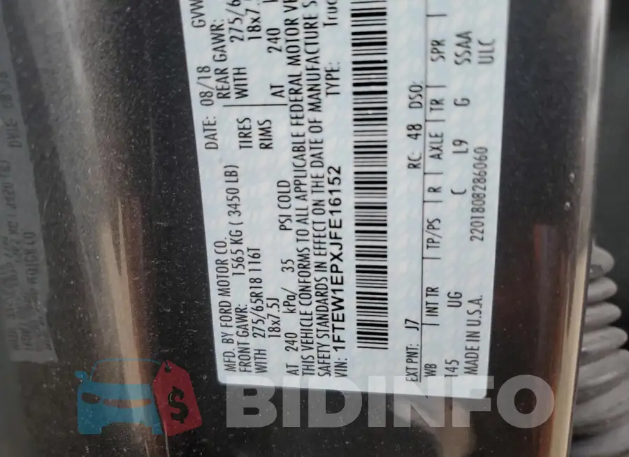 1FTEW1EPXJFE16152 Photo# 12