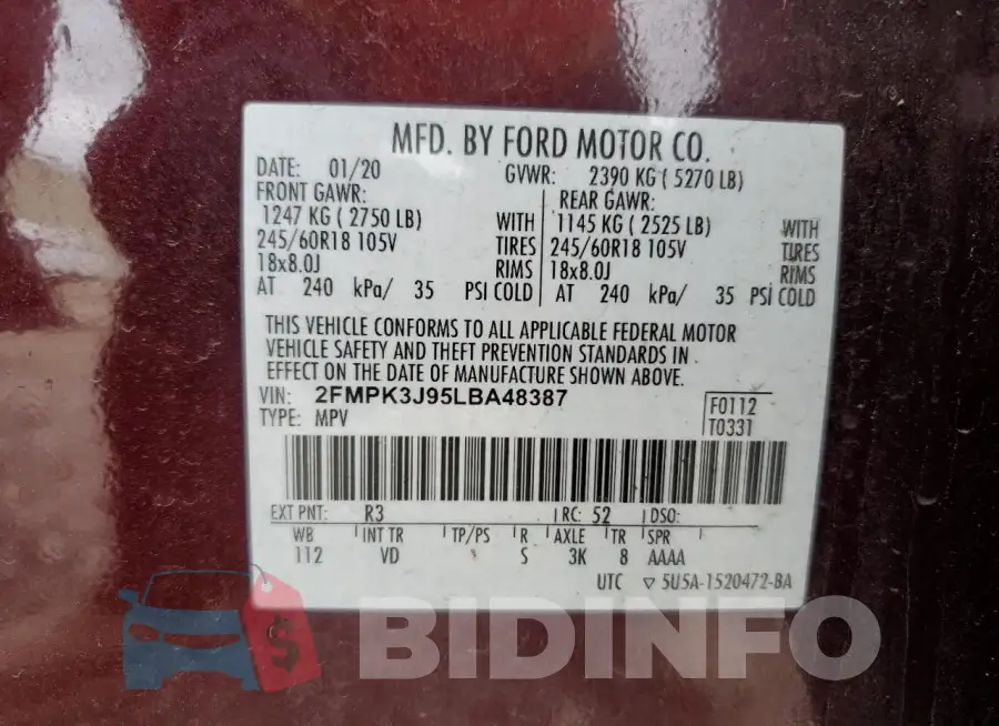 2FMPK3J95LBA48387 Photo# 13