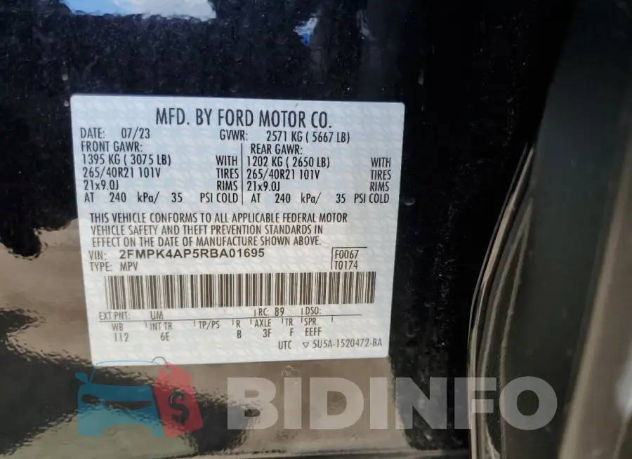 2FMPK4AP5RBA01695 Photo# 13