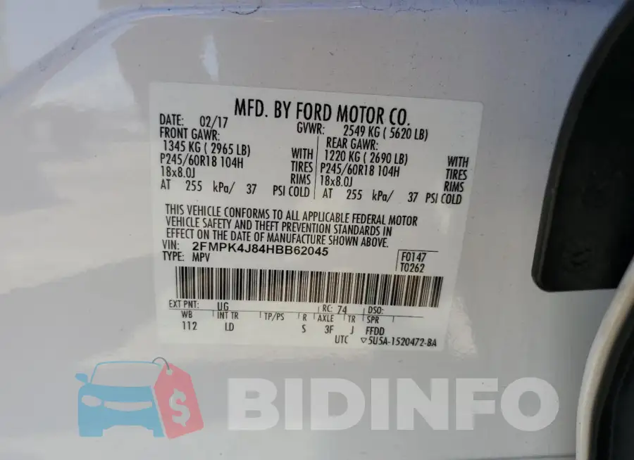 2FMPK4J84HBB62045 Photo# 14