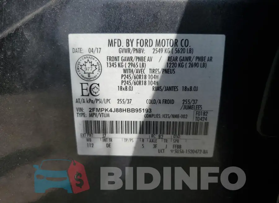 2FMPK4J88HBB95193 Photo# 12
