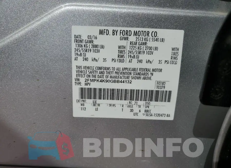 2FMPK4K90GBB44132 Photo# 13