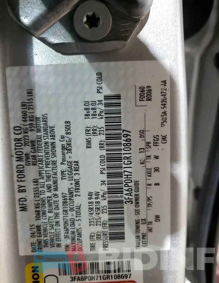 3FA6P0H71GR108697 Photo# 12
