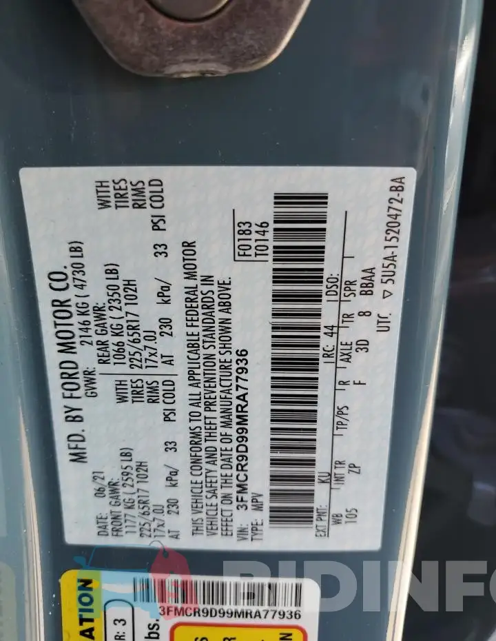 3FMCR9D99MRA77936 Photo# 13