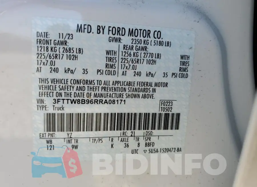 3FTTW8B96RRA08171 Photo# 13