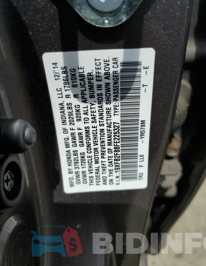 19XFB2F88FE225327 Photo# 12