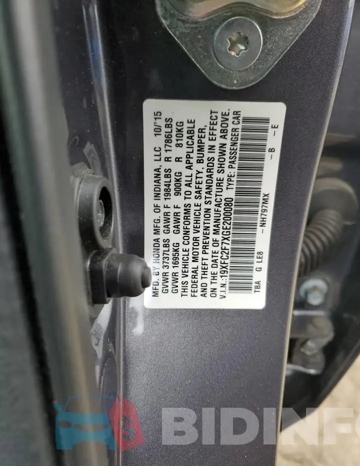 19XFC2F7XGE200080 Photo# 12