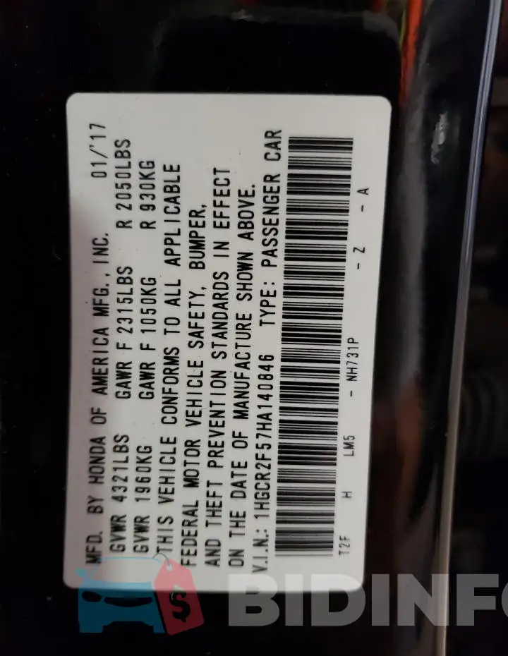 1HGCR2F57HA140846 Photo# 12
