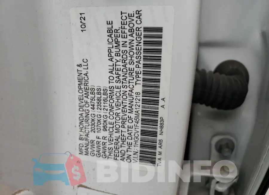 1HGCV1F45MA121218 Photo# 12