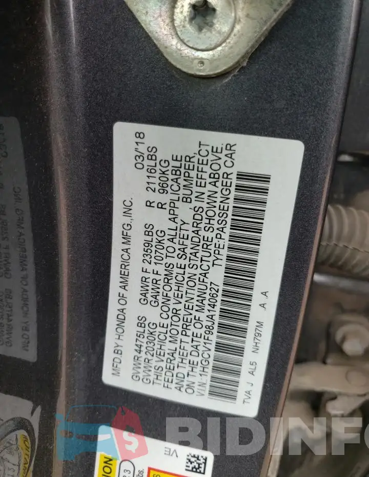 1HGCV1F98JA140627 Photo# 13