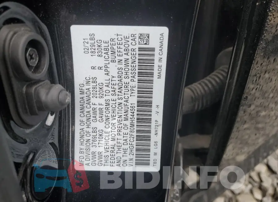 2HGFC2F80MH544561 Photo# 12