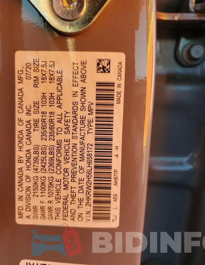 2HKRW2H56LH658172 Photo# 13