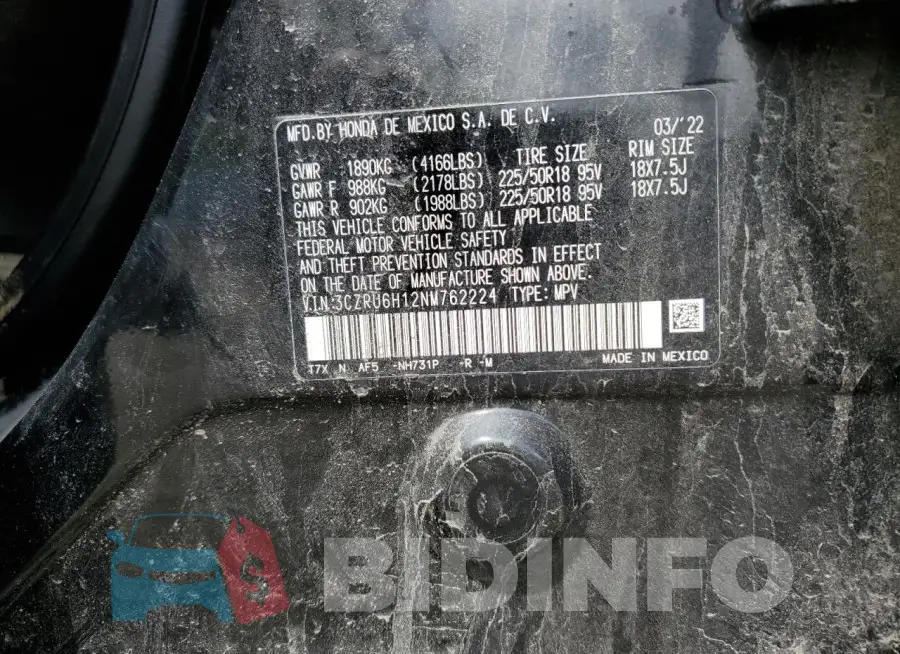 3CZRU6H12NM762224 Photo# 13