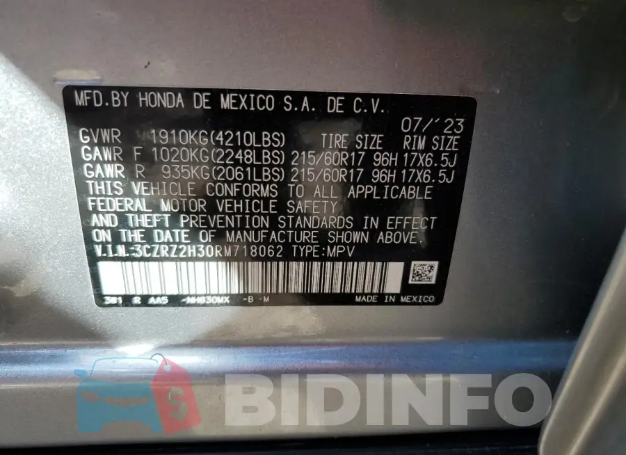 3CZRZ2H30RM718062 Photo# 12