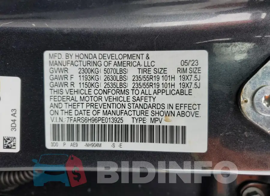 7FARS6H96PE013925 Photo# 13
