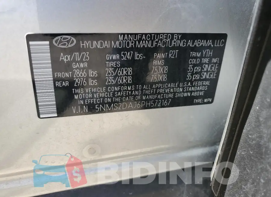 5NMS2DAJ6PH572167 Photo# 12