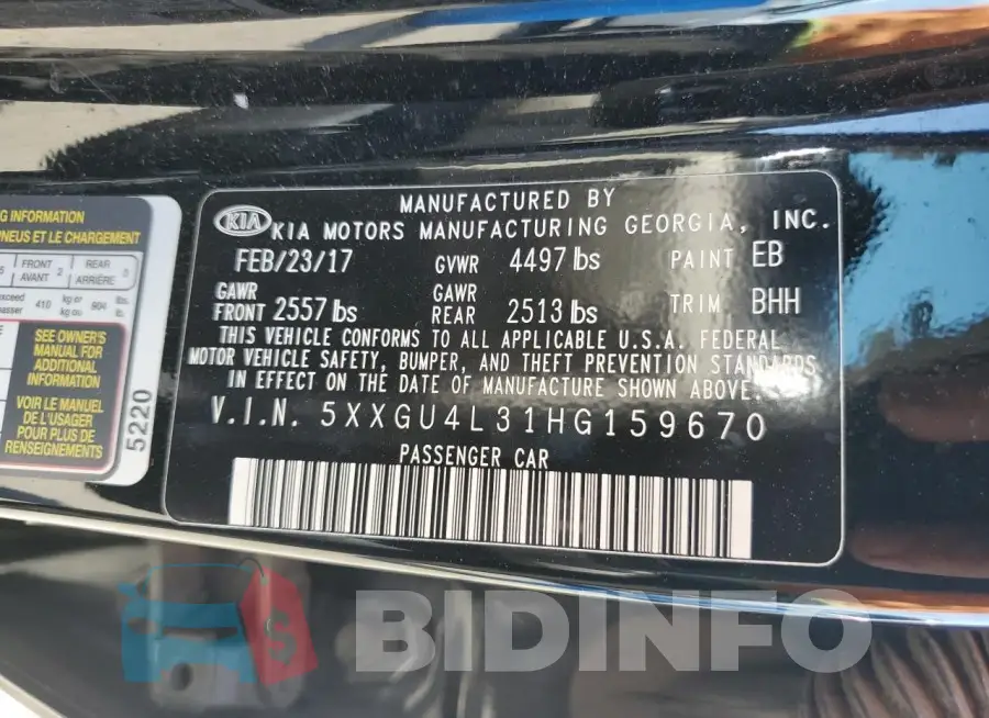 5XXGU4L31HG159670 Photo# 13