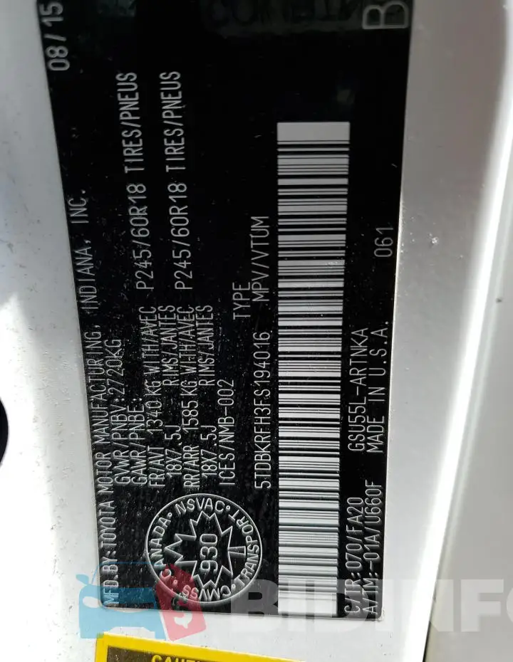 5TDBKRFH3FS194016 Photo# 13
